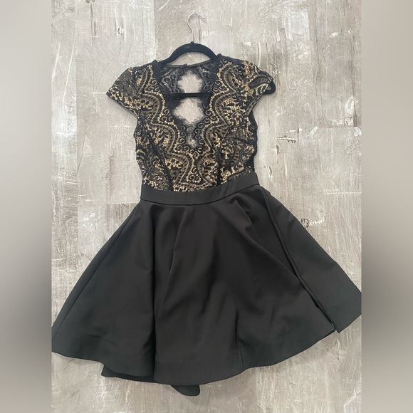 Little Black Dress with Beige Lace detail (small) - Picture 1 of 2
